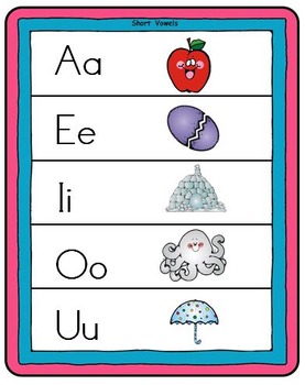 Kindergarten Short Vowel Sounds * Matching Games * Printables