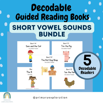 Preview of Short Vowel Sounds Decodable Readers Bundle + Focus Words & Assessment Questions