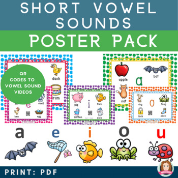 Preview of Short Vowel Sounds Poster Bundle with Bookmarks Vowel Sound Stories | SOR