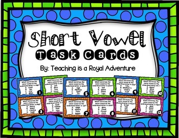 Preview of Short Vowel Task Cards (Multiple Choice)