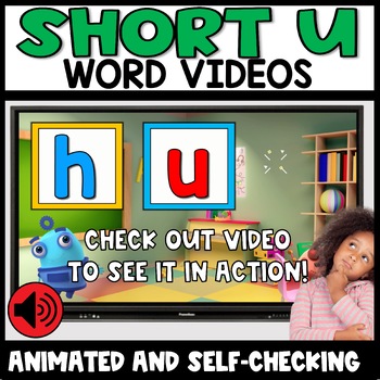 Preview of Short Vowel U Animated Videos Activities Kindergarten 1st Grade Phonics Review