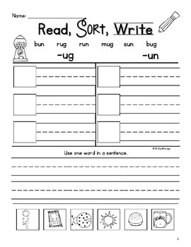 short vowel u worksheets cut and paste sorts by melicety tpt