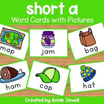 Preview of Short Vowel Word Cards with Pictures - Flashcards and Worksheets - short a