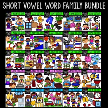 Preview of Short Vowel Word Family Bundle {Creative Clips Digital Clipart}
