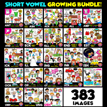 Preview of Short Vowel Word Family Clipart - Mega Growing Bundle!