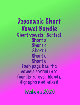 Preview of Decodable Short Vowel Word List Bundle