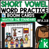 Short Vowel Word Practice Boom Cards RF.K.3.B No Prep Lite