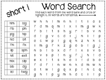 short vowel word search by unleashing knowledge tpt