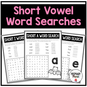 short vowel word searches by primary panic teachers pay teachers