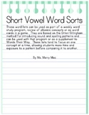Short Vowel Word Sorts | Orton-Gillingham Spelling List