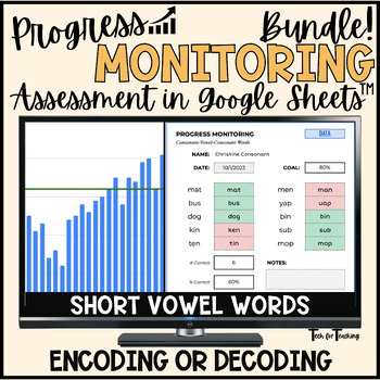 Preview of Short Vowel Word Spelling Bundle: Assessment Progress Monitoring Google Sheets™