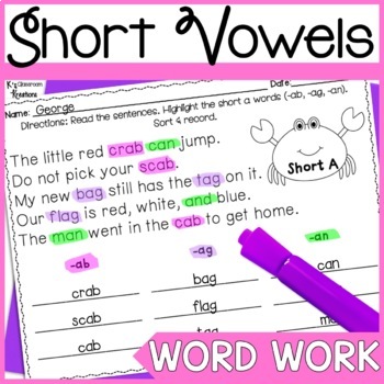printable vowel worksheets