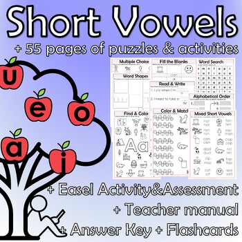 Preview of Short Vowel Worksheets + Easel + Flashcards + Lesson Plan (no prep!)
