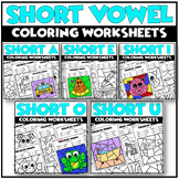 Short Vowel Worksheets Color by Code Bundle Morning Work