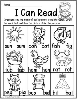 Short Vowel Worksheets and Clip Cards by Judy Tedards | TpT