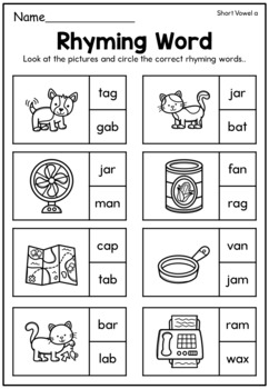 Short Vowel a CVC Words | Worksheets by Little Viva's Preschool | TPT