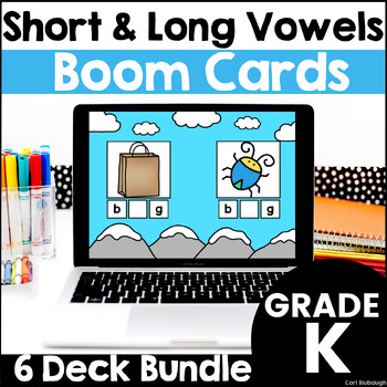 Preview of Short Vowel and Long Vowel Boom Cards Bundle