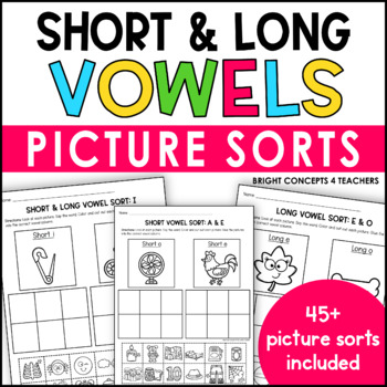 Preview of Short Vowel and Long Vowel Picture Sort Worksheets