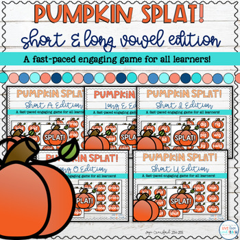 Preview of Short Vowels and Long Vowels Game - Pumpkin SPLAT | Distance Learning