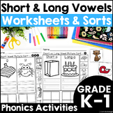 Short Vowel and Long Vowel Worksheets and Picture Sorts