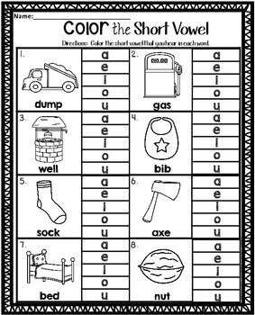 Short Vowel Worksheets by Teaching Second Grade | TPT