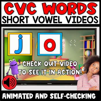 Preview of Short Vowels Animated Videos Activities Kindergarten 1st Grade Phonics Review