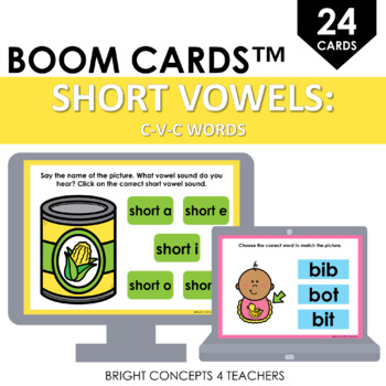 Preview of Short Vowels: CVC Words BOOM Cards / Digital Task Cards