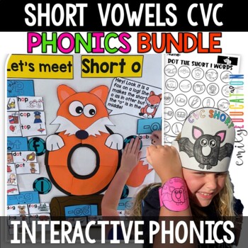 Preview of Short Vowels CVC Words Bundle Worksheets Anchor Charts Activities Sorts