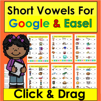 Short Vowels Digital cvc Words Google Slides K/1 With EASEL ACTIVITY