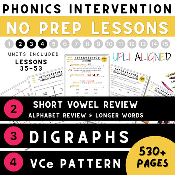 Preview of Short Vowels/Digraphs/VCe Small Group Intervention Lessons *UFLI Aligned* #35-62