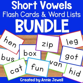 Preview of Short Vowel CVC Flash Cards and Word Lists Bundle