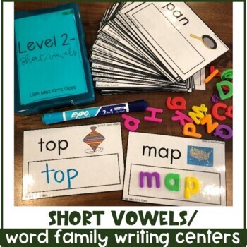 Preview of Short Vowels Literacy Centers, includes interactive Google Slides™