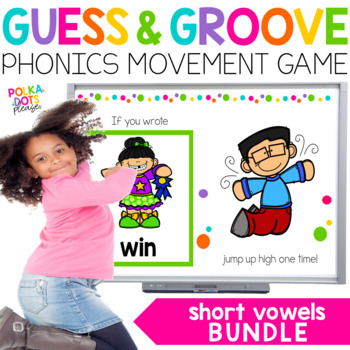 Preview of Short Vowels Movement Games | Short Vowel Worksheets | Guess and Groove BUNDLE