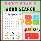 Short Vowels Phonics Word Search Printable | cvc ccvc cvcc ccvcc