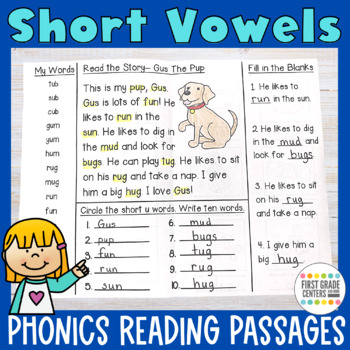 Preview of Short Vowels Fluency Passages | Decodable Readers
