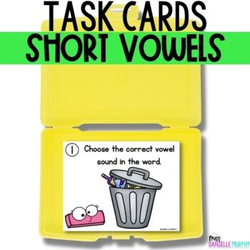 Preview of Short Vowels Task Cards or Scoot Game, Short Vowel Sounds