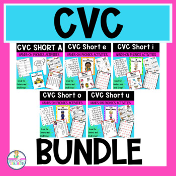 Preview of Short Vowels CVC Word Families Phonics Centers and Small Group Activities BUNDLE