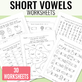 Short Vowels Worksheets - Fill in the Blank, Color by Word