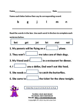 short vowels and sentences worksheets 2 by clock word wizard tpt
