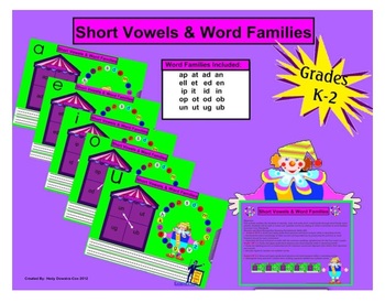 Preview of Short Vowels and Word Families Smartboard Lesson Grades K-2