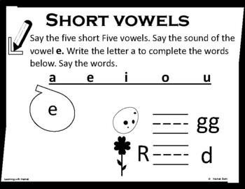 Short Vowels and thier proncuiation avaliable in BW worksheets | TPT