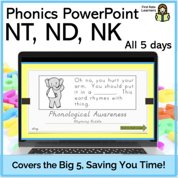 Preview of Short Vowels w/ nk, nd, nt 5Days Phonics Phonemic Awareness Digital PowerPoint 