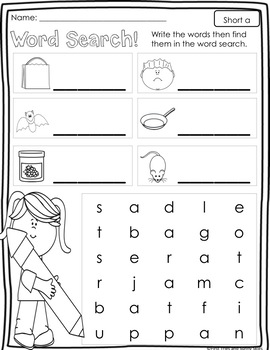 Short A Worksheets - Short A Activities by First Tries and Sunny Skies