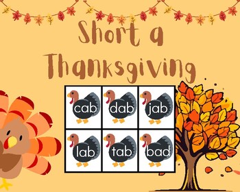 Preview of Short a Flashcards Thanksgiving Small Group & Center work