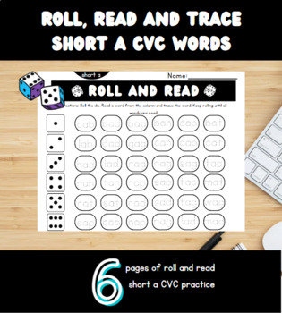 Short a Roll, Read & Trace- CVC Roll and Read Fluency by Plentiful Primary