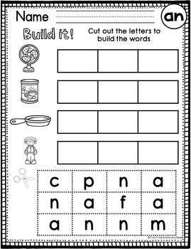Short A Word Families Worksheets Bundle: ack Family, an Family, at Family