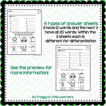 Short a Write the Room by Froggy's Little Learners | TpT