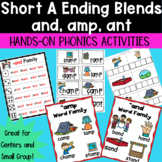 Short a Ending Blends -and -amp -ant Phonics Centers and S