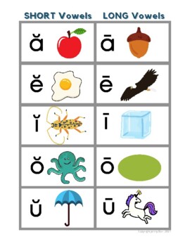 Preview of Short and Long Vowel Chart