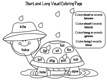 short and long vowel coloring worksheets spring theme by victoria fanning